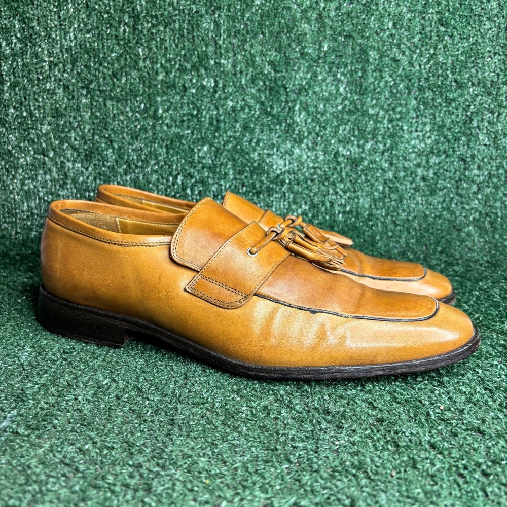 Johnston Murphy J&M 1850 Tassel Loafers Leather Slip On Tan Mens Shoes Size 12 M